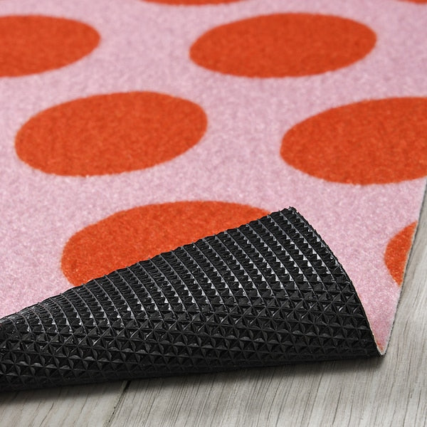 KÖRFÄLTSPIL - Door mat, pink orange/circle pattern, 40x60 cm