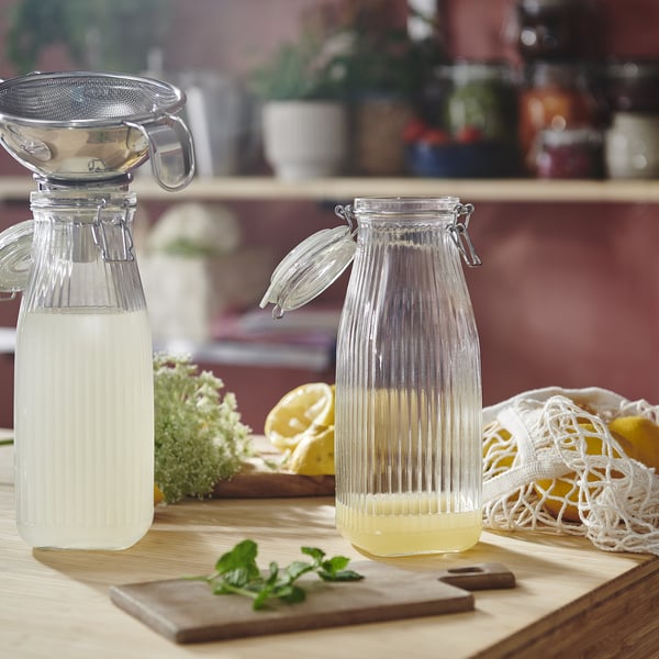KÖSSEBÄR Jar with lid, clear glass, 1 l