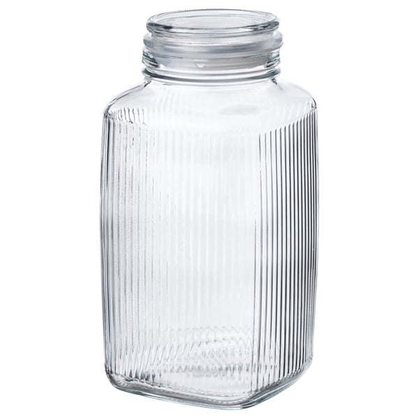 KÖSSEBÄR Container with lid, clear glass, 3 l