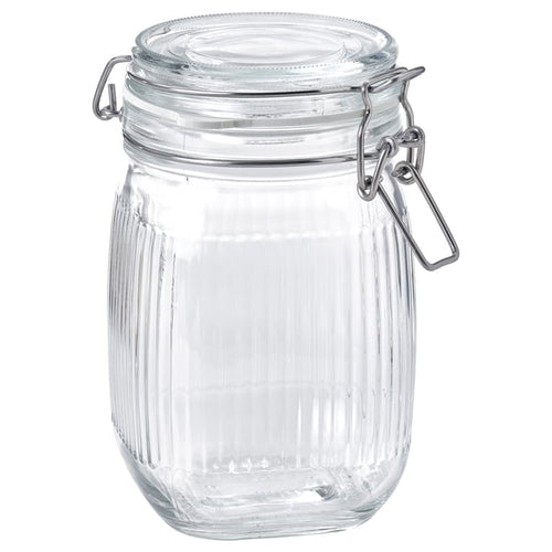 KÖSSEBÄR jar with lid, clear glass, 1 l