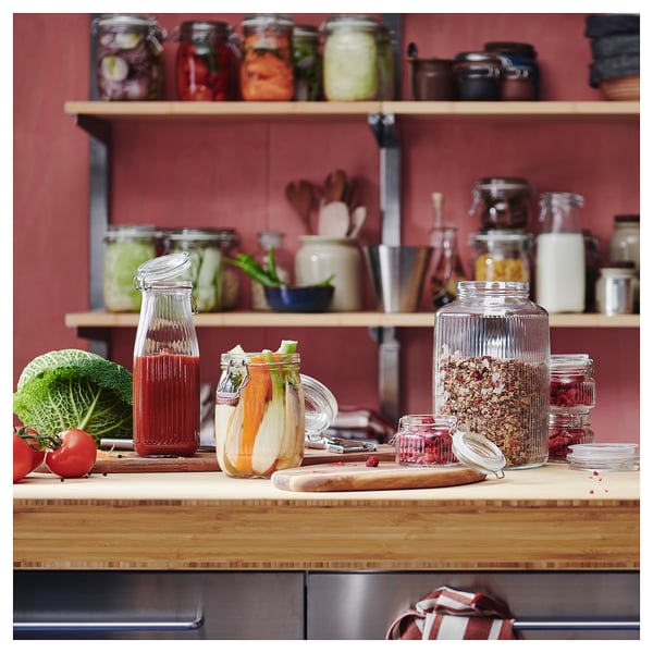 KÖSSEBÄR Container with lid, clear glass, 13 cl