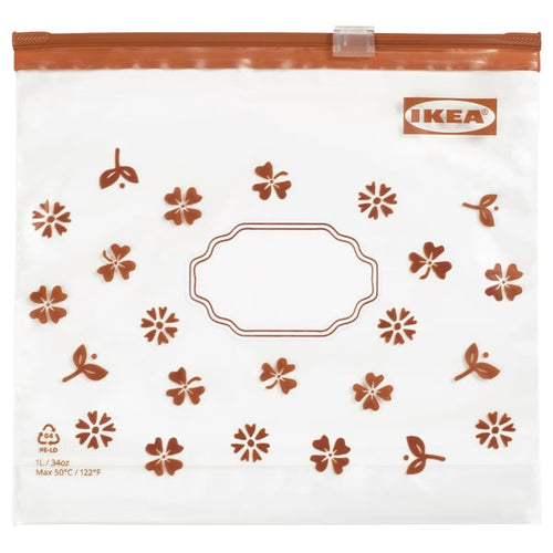 KÖSSEBÄR resealable bag, brown, 1 l, 25 pack