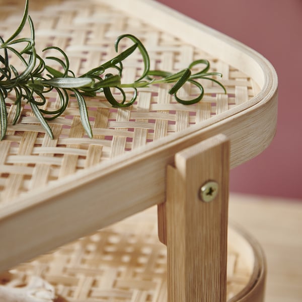 KÖSSEBÄR Food drying frame 2 floors, bamboo, 46x21x22 cm
