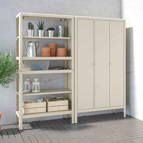 KOLBJÖRN - KOLBJÖRN Cabinet in/outdoor, beige, 90x161 cm