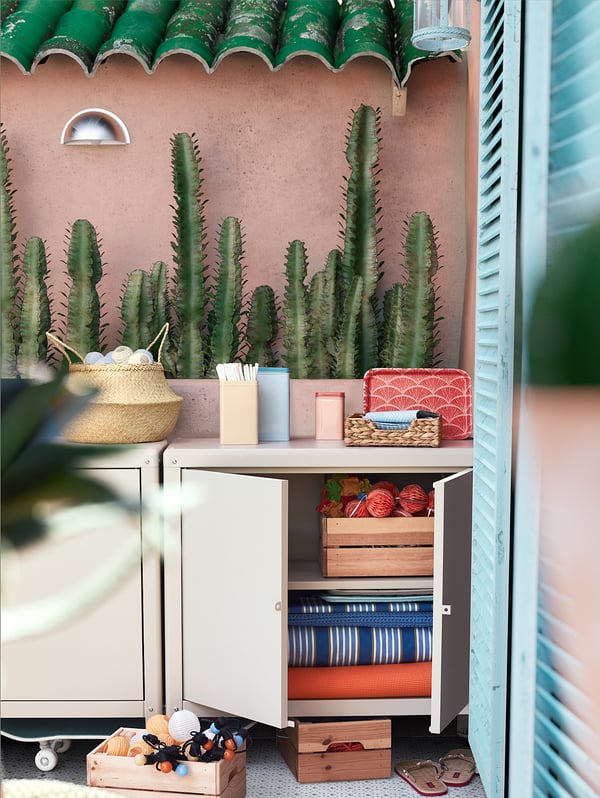 KOLBJÖRN - KOLBJÖRN Cabinet in/outdoor, beige, 80x161 cm