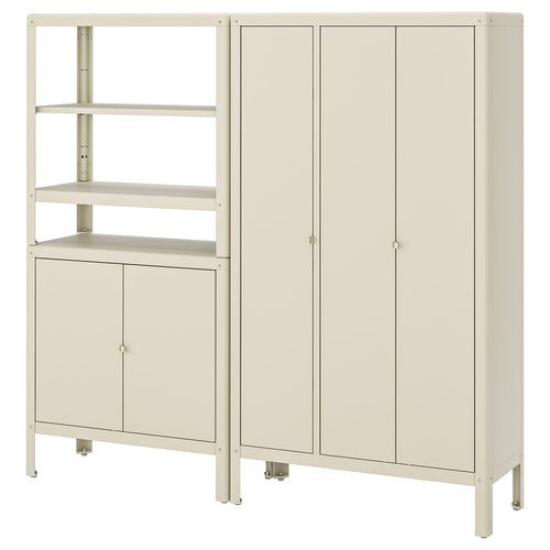 KOLBJÖRN shelving unit with 2 cabinets, beige/outdoor indoor, 171x161x37 cm