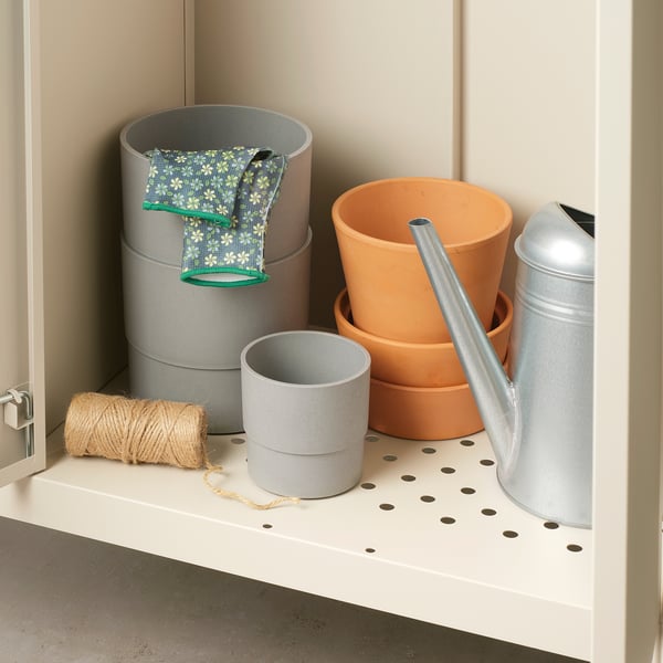 KOLBJÖRN shelving unit with 2 cabinets, beige, 171x37x161 cm