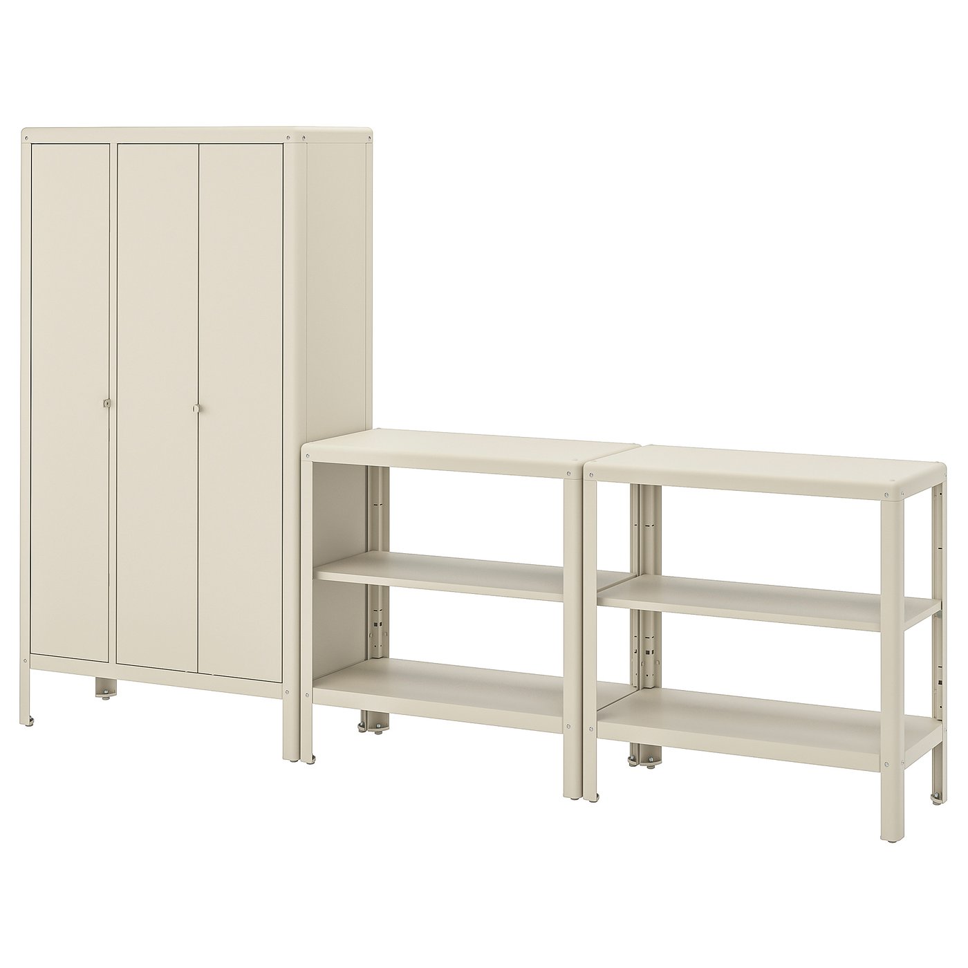 KOLBJÖRN shelving unit with cabinet, beige/outdoor indoor, 171x161x37 cm