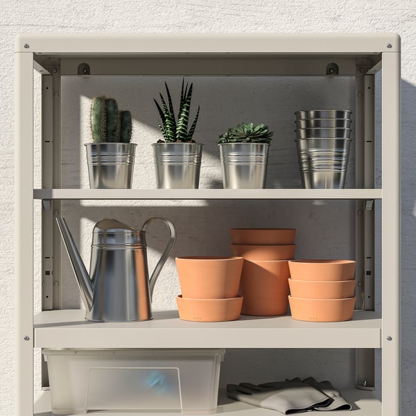 KOLBJÖRN - KOLBJÖRN Shelving unit with cabinet, beige, 80x37x161 cm