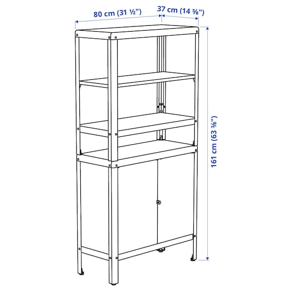 KOLBJÖRN - Shelving unit with cabinet, beige, 80x37x161 cm