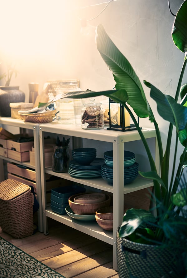KOLBJÖRN - KOLBJÖRN Shelving unit in/outdoor, beige, 80x81 cm