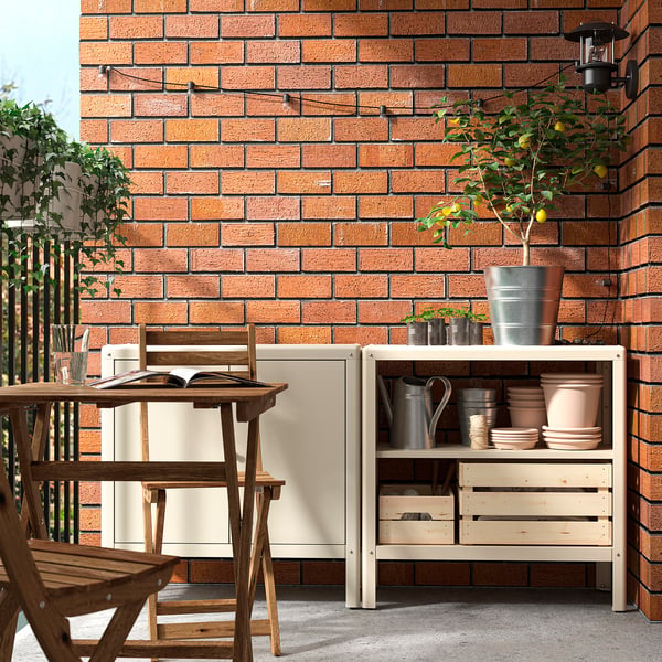 KOLBJÖRN shelving unit in/outdoor, beige, 80x81 cm