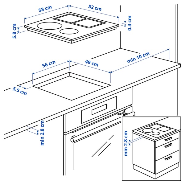 KOLSTAN induction hob, IKEA 500 white, 58 cm