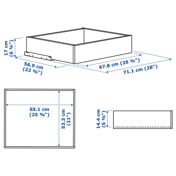 KOMPLEMENT drawer with framed front, white, 75x58 cm