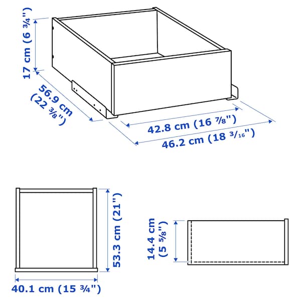 KOMPLEMENT - Drawer with glass front, white stained oak effect, 50x58 cm