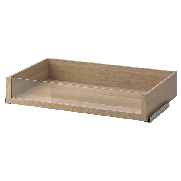 KOMPLEMENT drawer with glass front, white stained oak effect, 100x58 cm