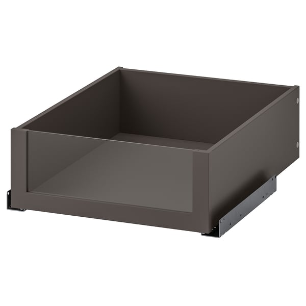 KOMPLEMENT drawer with glass front, dark grey, 50x58 cm
