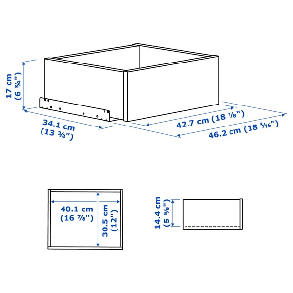 KOMPLEMENT drawer with framed glass front, white, 50x35 cm