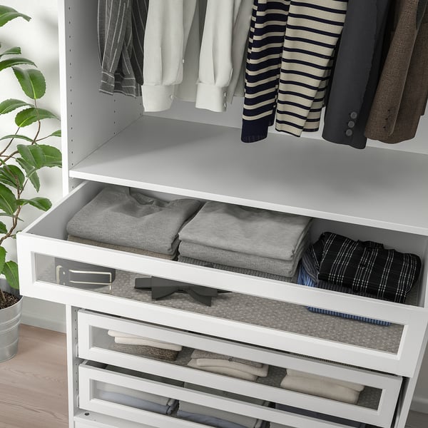 KOMPLEMENT - KOMPLEMENT Drawer with framed glass front, white, 100x58 cm