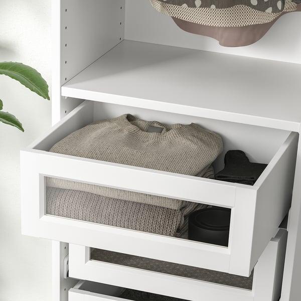 KOMPLEMENT drawer with framed glass front, white, 50x35 cm