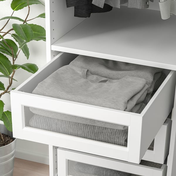 KOMPLEMENT drawer with framed glass front, white, 50x58 cm