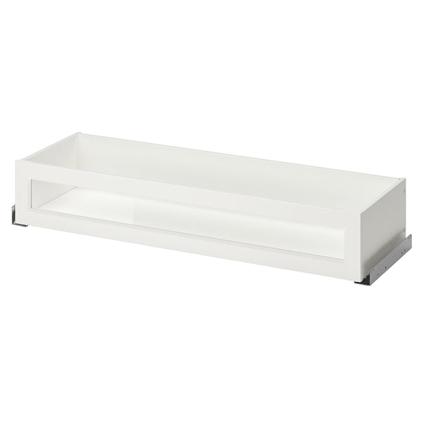 KOMPLEMENT drawer with framed glass front, white, 100x35 cm