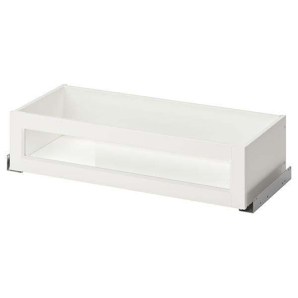 KOMPLEMENT drawer with framed glass front, white, 75x35 cm