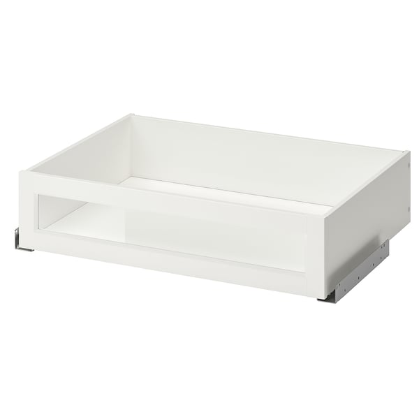 KOMPLEMENT drawer with framed glass front, white, 75x58 cm
