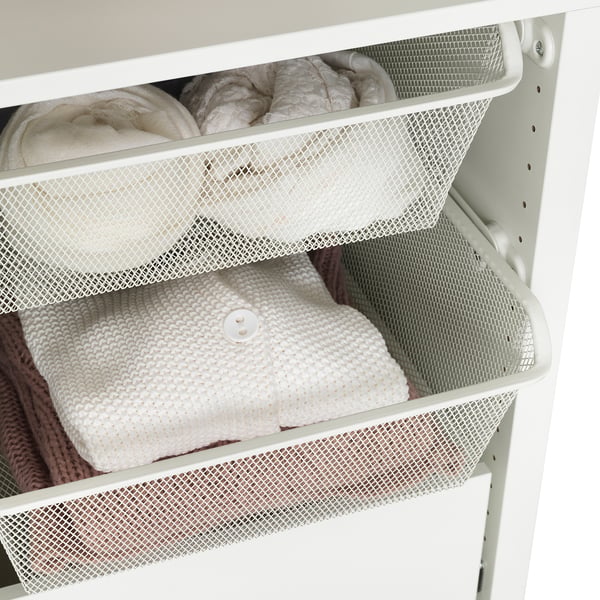 KOMPLEMENT mesh basket with pull-out rail, white, 50x58 cm