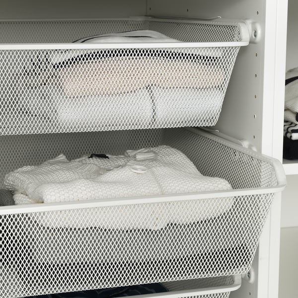 KOMPLEMENT mesh basket with pull-out rail, white, 100x58 cm