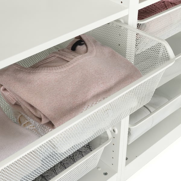 KOMPLEMENT mesh basket with pull-out rail, white, 100x35 cm