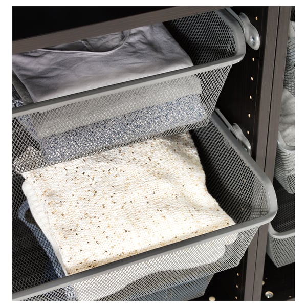 KOMPLEMENT mesh basket with pull-out rail, dark grey, 75x35 cm