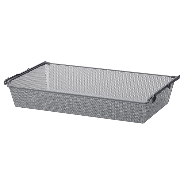 KOMPLEMENT mesh basket with pull-out rail, dark grey, 100x58 cm
