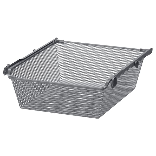 KOMPLEMENT mesh basket with pull-out rail, dark grey, 50x58 cm