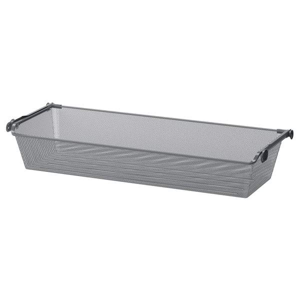 KOMPLEMENT mesh basket with pull-out rail, dark grey, 100x35 cm