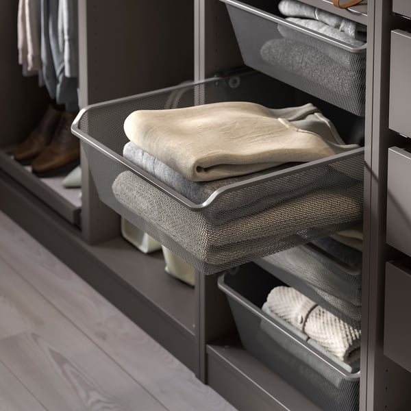 KOMPLEMENT - KOMPLEMENT Mesh basket, dark grey, 50x58 cm
