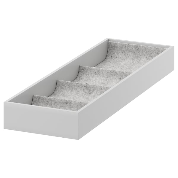 KOMPLEMENT insert with 4 compartments, light grey, 15x53x5 cm