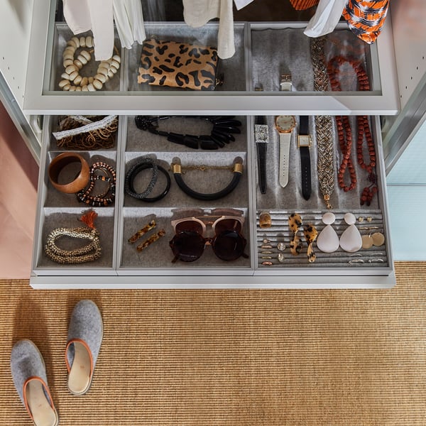 KOMPLEMENT - KOMPLEMENT Insert with 4 compartments, light grey, 25x53x5 cm