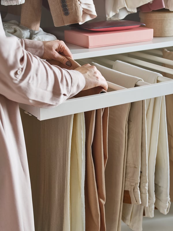 KOMPLEMENT pull-out trouser hanger, white, 100x58 cm