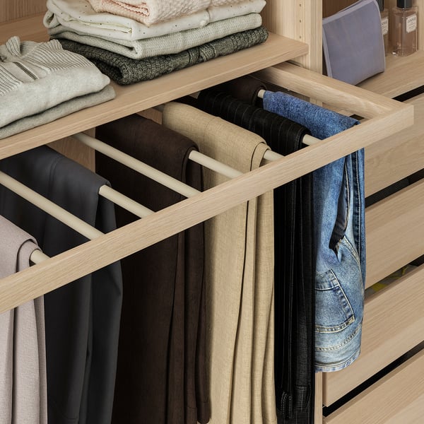 KOMPLEMENT - KOMPLEMENT Pull-out trouser hanger, white stained oak effect, 100x58 cm