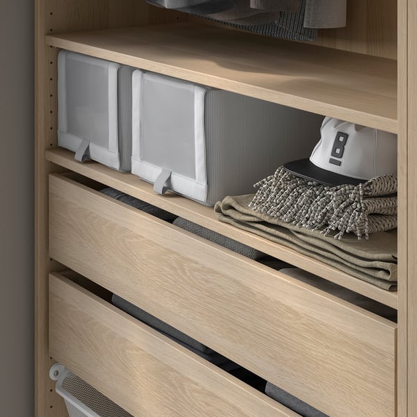 KOMPLEMENT shelf, white stained oak effect, 100x35 cm