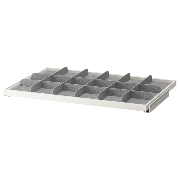 KOMPLEMENT pull-out tray with divider, white/light grey, 100x58 cm