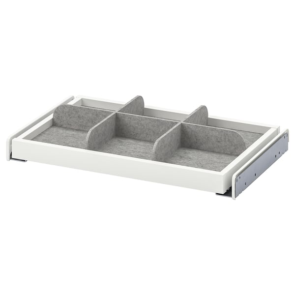 KOMPLEMENT pull-out tray with divider, white/light grey, 50x35 cm