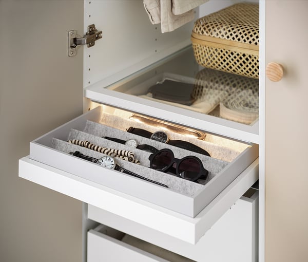 KOMPLEMENT pull-out tray with insert, white, 50x58 cm