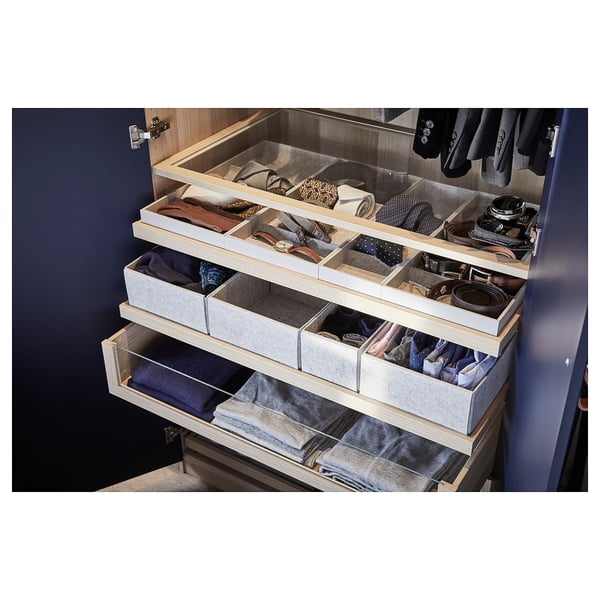 KOMPLEMENT pull-out tray with insert, white stained oak effect, 75x58 cm
