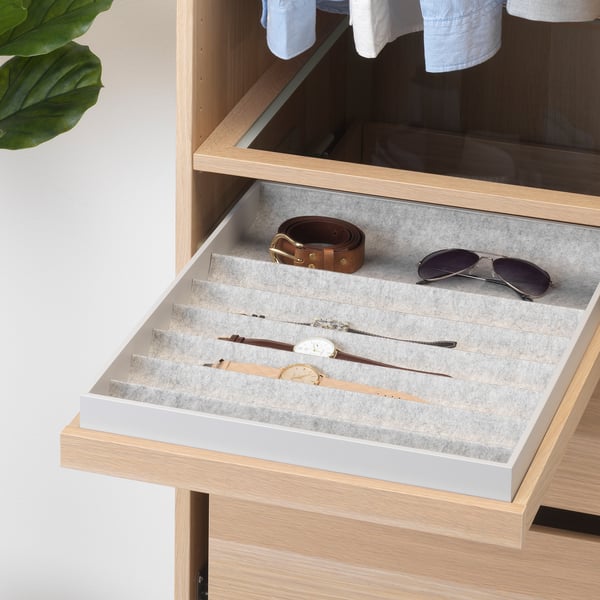 KOMPLEMENT - KOMPLEMENT Pull-out tray with insert, white stained oak effect, 50x58 cm