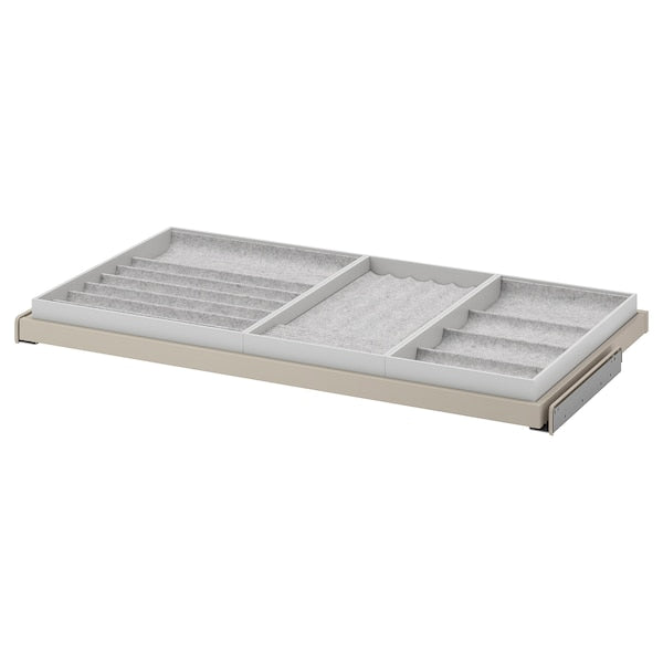 KOMPLEMENT - Pull-out tray with insert, grey-beige/light grey, 100x58 cm