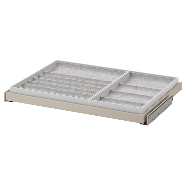 KOMPLEMENT pull-out tray with insert, grey-beige/light grey, 75x58 cm