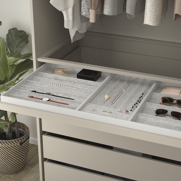 Ikea KOMPLEMENT - Pull-out tray with insert, grey-beige/light grey, 100x58 cm