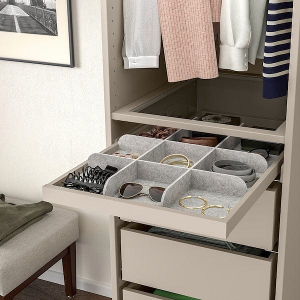 Ikea KOMPLEMENT - Pull-out tray with divider, grey-beige/light grey, 50x58 cm